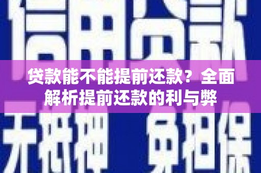 丰城贷款能不能提前还款？全面解析提前还款的利与弊