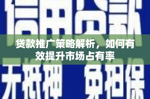 丰城贷款推广策略解析，如何有效提升市场占有率