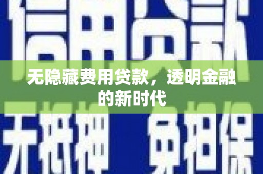 丰城无隐藏费用贷款，透明金融的新时代