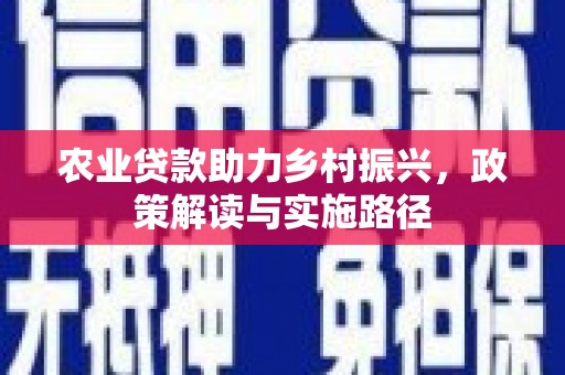 丰城农业贷款助力乡村振兴，政策解读与实施路径