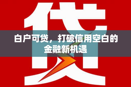 丰城白户可贷，打破信用空白的金融新机遇