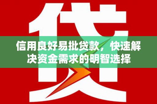 丰城信用良好易批贷款，快速解决资金需求的明智选择