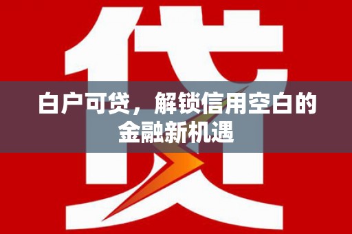 丰城白户可贷，解锁信用空白的金融新机遇