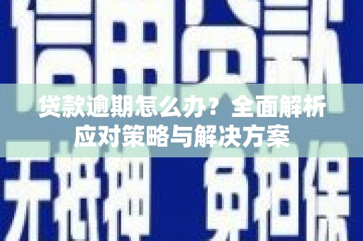 丰城贷款逾期怎么办？全面解析应对策略与解决方案